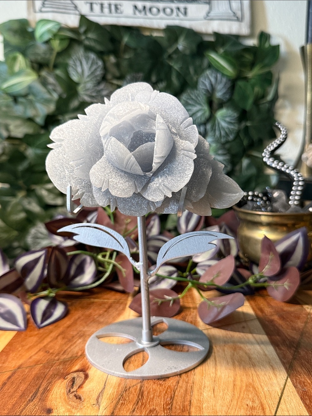 Angelite flower on stand
